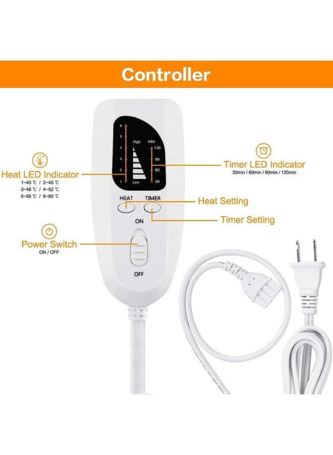 وسادة تدفئة كهربائية للحرارة الجافة والرطبة، إعدادات حرارية ومؤقت متعددة، وسادة حرارية ناعمة قابلة للغسيل للاستخدام على الظهر والرقبة والجسم - Image 3